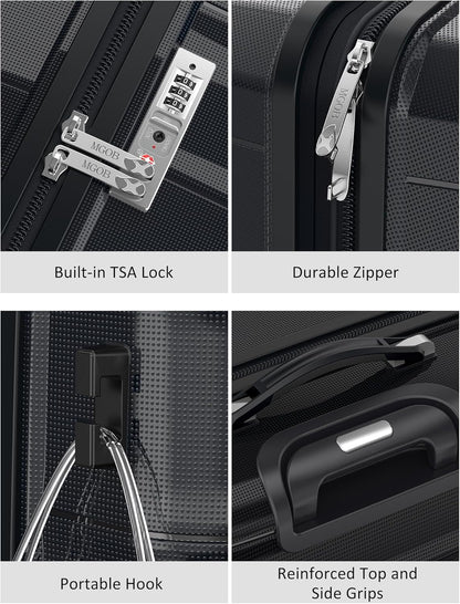 28 Inch Luggage with Spinner Wheels, Large Hard Shell Suitcase, Lightweight PP Luggages with TSA Lock, Checked-Large Suitcases 28-Inch, Black