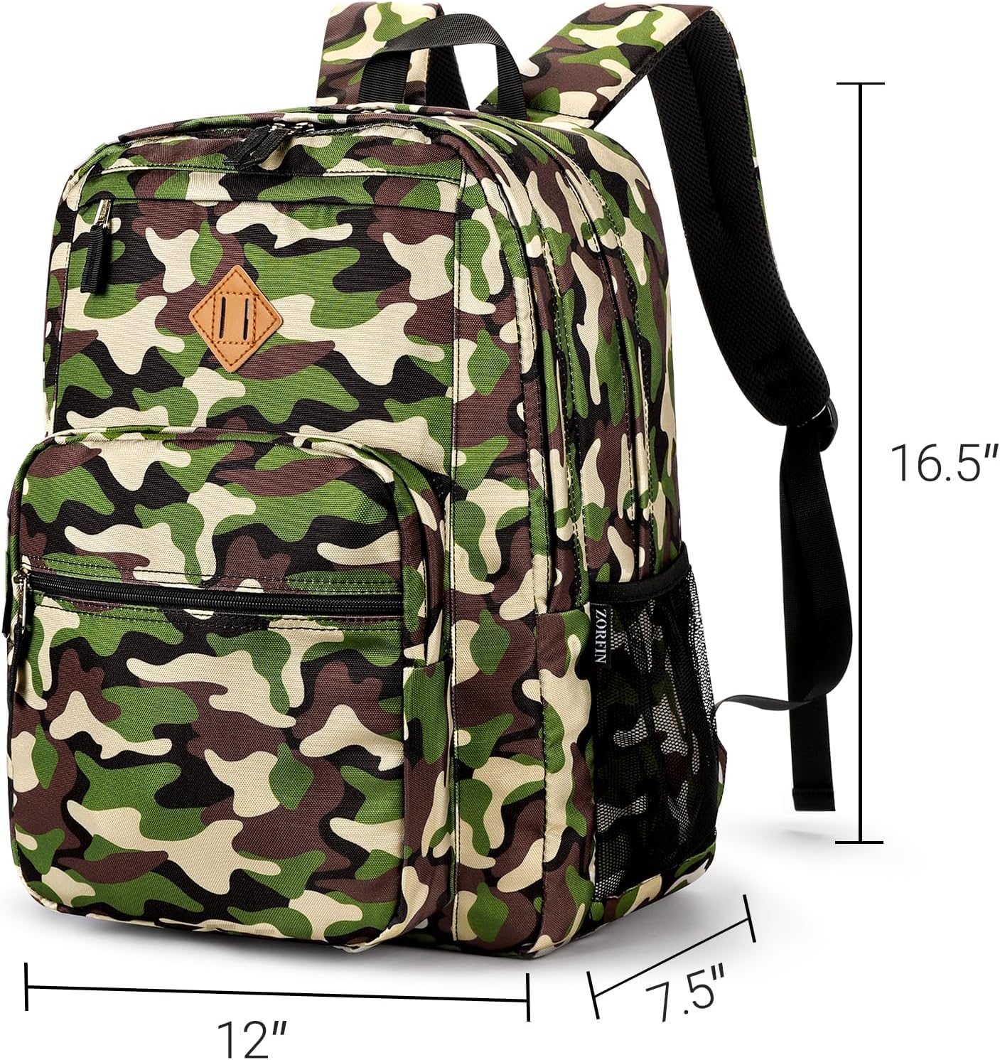 ZORFIN 26L Backpack for College, and Travel: Water Resistant Bookbag - Buckshot Camo