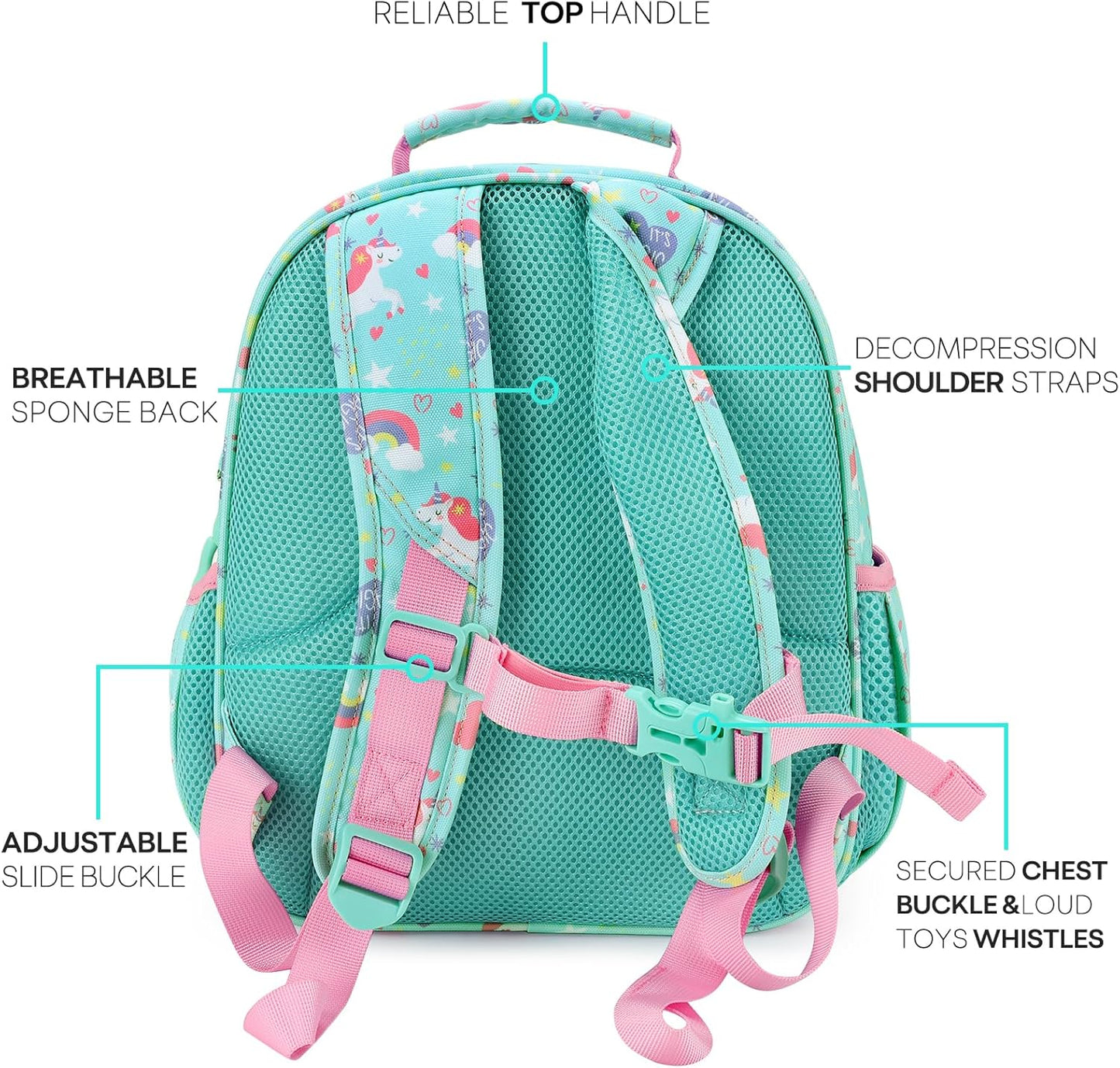 mibasies Toddler Backpack for Girls 2-4: Cute Kids Backpacks for Girls - Preschool Kindergarten Backpack - Magical Unicorn