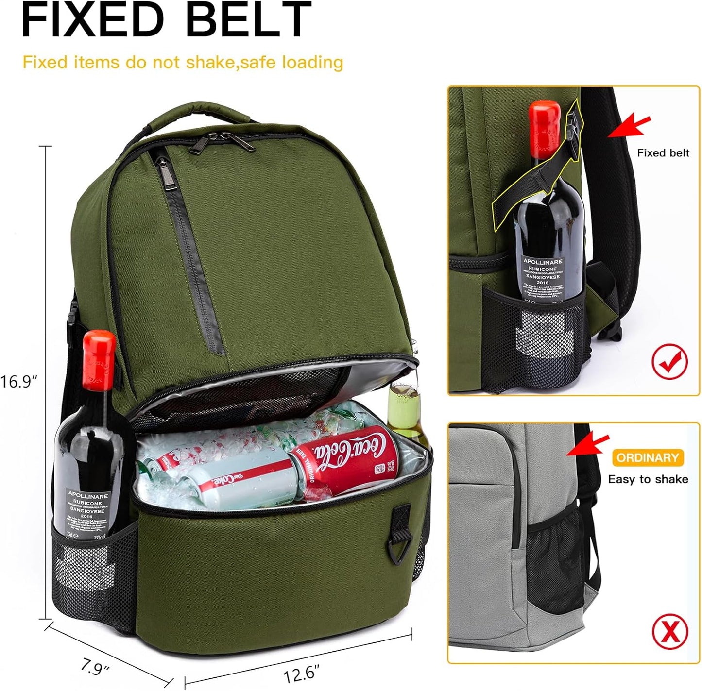 TUGUAN Insulated Cooler Backpack 38 Cans Double Deck Leakproof Lightweight Soft Lunch Backpack Small Cooler Bag Beach Picnic