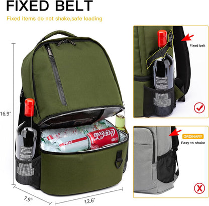 TUGUAN Insulated Cooler Backpack 38 Cans Double Deck Leakproof Lightweight Soft Lunch Backpack Small Cooler Bag Beach Picnic