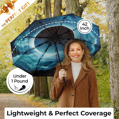 TUMELLA Strongest Windproof Travel Umbrella (Compact, Superior & Beautiful), Small Strong but Light Portable and Automatic Folding Rain Umbrella, Durable Premium Grip, Fits Car & Backpack