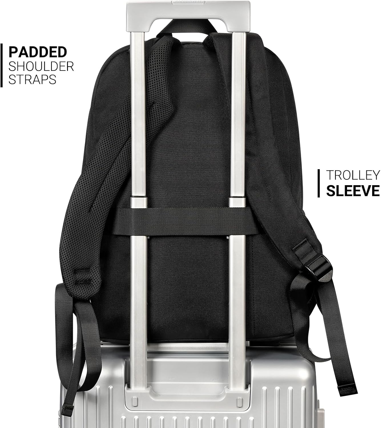 ZORFIN 26L Black Backpack for College, and Travel: Water Resistant Bookbag