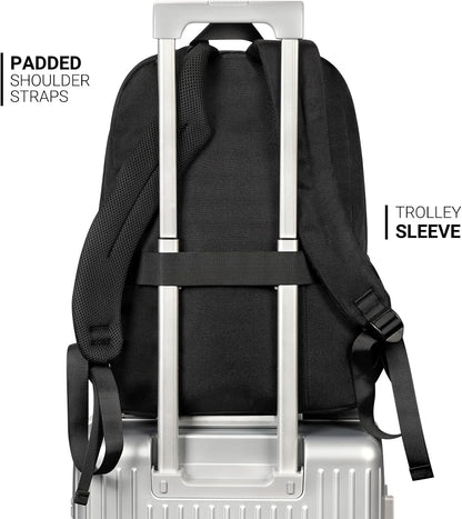 ZORFIN 26L Black Backpack for College, and Travel: Water Resistant Bookbag