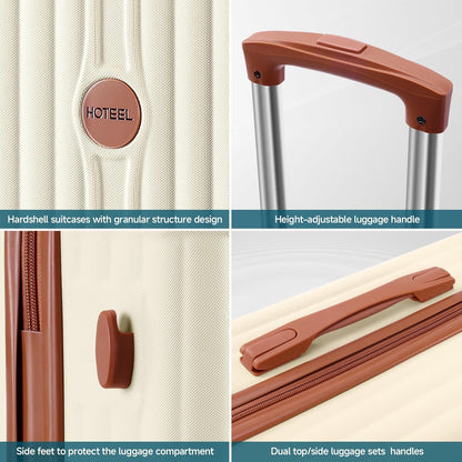 Hoteel 20Inch Luggage 3-piece Set, 360° Universal Suitcases with Wheels Hard Shell Suitcase with TSA Lock, Including Waterproof Luggage Bag, Travel Maletas for Men and Women,Beige