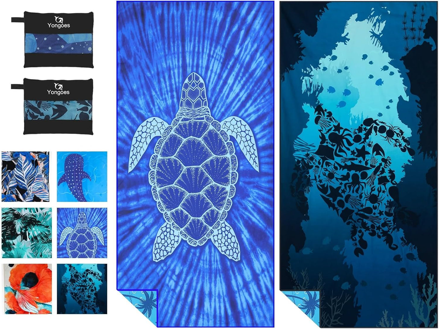 2 Pack Microfiber Lightweight Thin Beach Towel Sand Free Quick Dry Super Absorbent Large Towels for Swimming Pool Yoga Gym Travel Vacation Beach Accessories Essentials for Adults