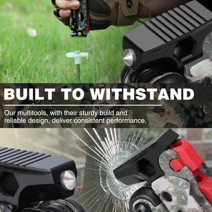 FLISSA Multitool, 18 in 1 Camo Multitool Pliers with Fire Starter, Window Breaker, Whistle, Stainless Steel EDC Gear with Sheath - Perfect for Survival, Simple Repair, Outdoor, Camping