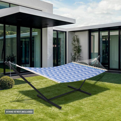 SUNCREAT Portable Double Outdoor Hammock, 450lbs Capacity, Quick Dry 2 Person Hammock with Hardwood Spreader Bar, Blue Waves