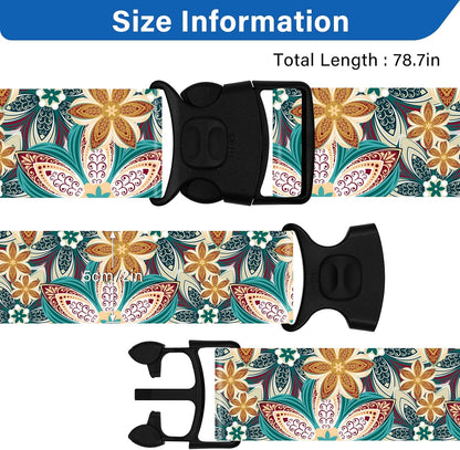 2 Pack Luggage Straps for Suitcases, Adjustable Travel Belt with Double Lock and Quick Release Buckle, Heavy Duty Nylon Bag Packing Strap, Unique Identifiers Business Travel Accessories-Green Flowers