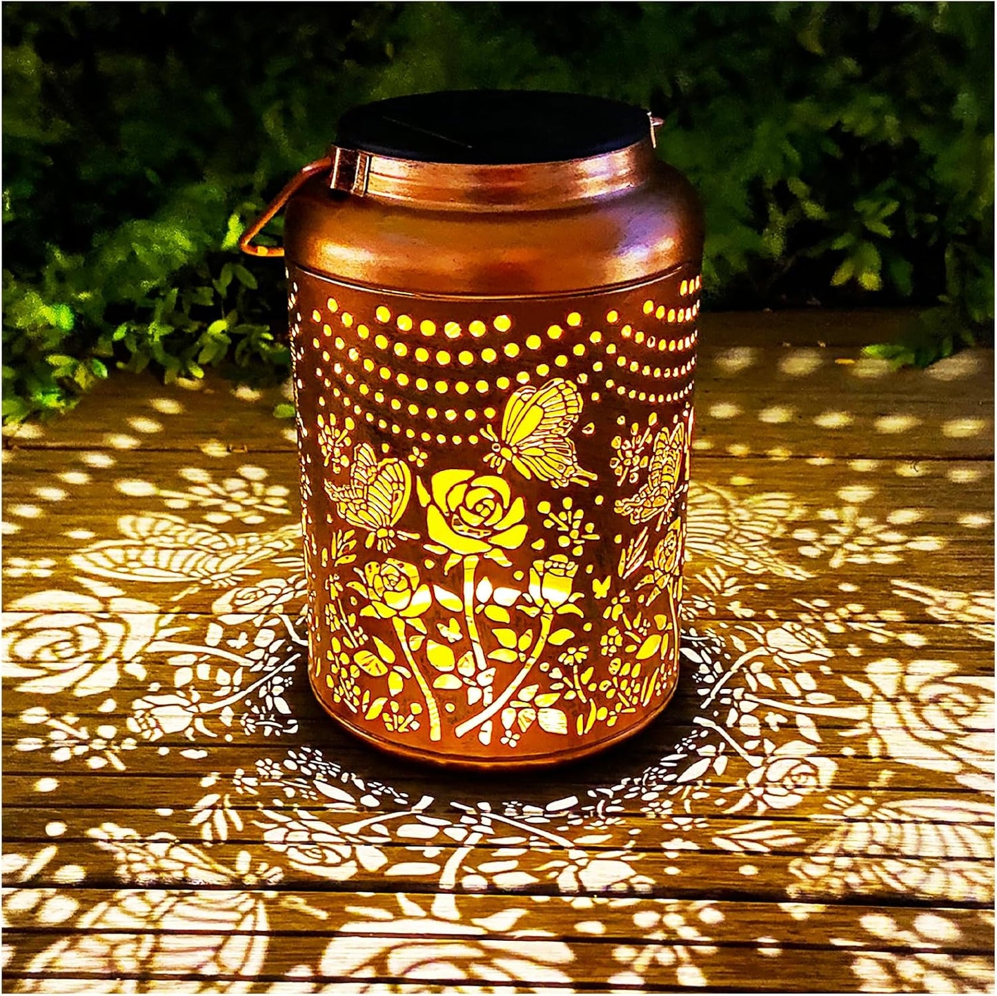 Solar Butterfly Rose Lantern Outdoor Decor,Waterproof Hanging Metal Garden Lights for Patio,Yard,Porch ,Unique Birthday Gifts for Women,Mom,Grandma,Sister,Bestie,Christmas,Thanksgiving,1PC