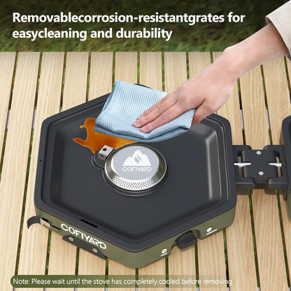 Propane 2-Burner Camping Stove with Carrying Bag and Gas Stove Pressure Regulator, Camping Essentials Folding Camp Stove with Flick-Style Ignition for Backpacking, Outdoor Cooking, Tailgating