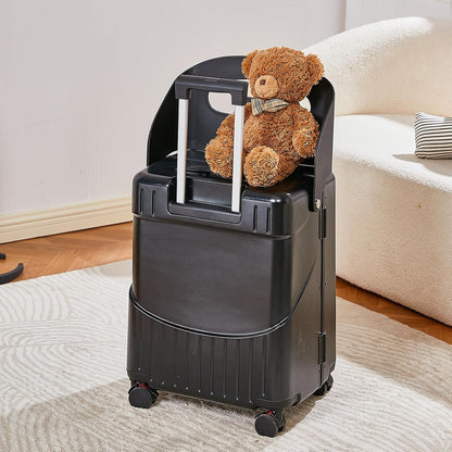 22 Inch Hardside Checked Luggage with Child Seat - 40L Spinner Suitcase W/TSA Lock, Aircraft-Grade ABS+PC Shell & Commercial Wheels for Family Travel