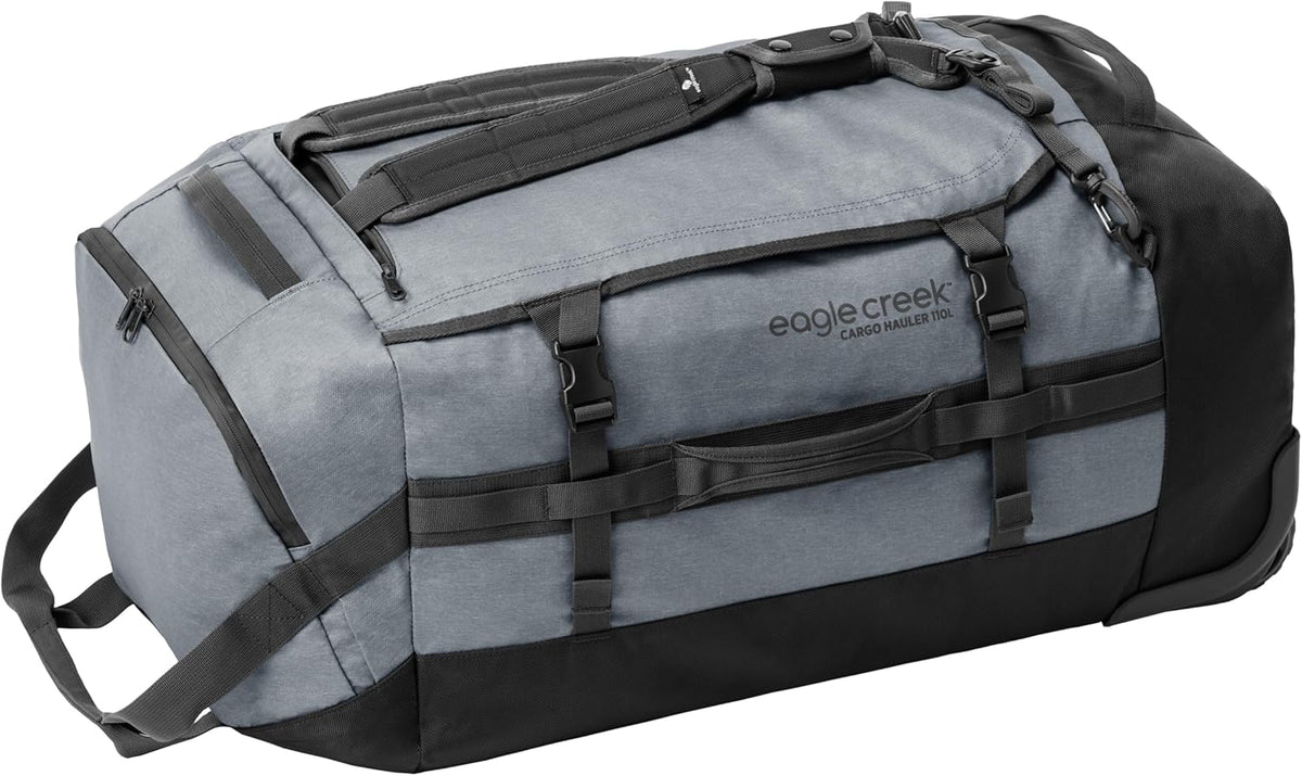Eagle Creek Cargo Hauler Wheeled Duffel - Durable Duffel Bag for Travel - Easy Access Compartment - Deployable Backpack Straps - Lockable Zipper Opening - Charcoal - 110L