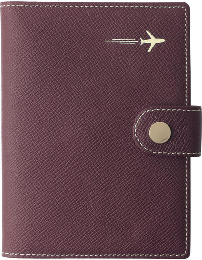 Genuine Leather Passport Case, RFID Passport Cover with Credit Card Holder for Women and Men Family ID Travel