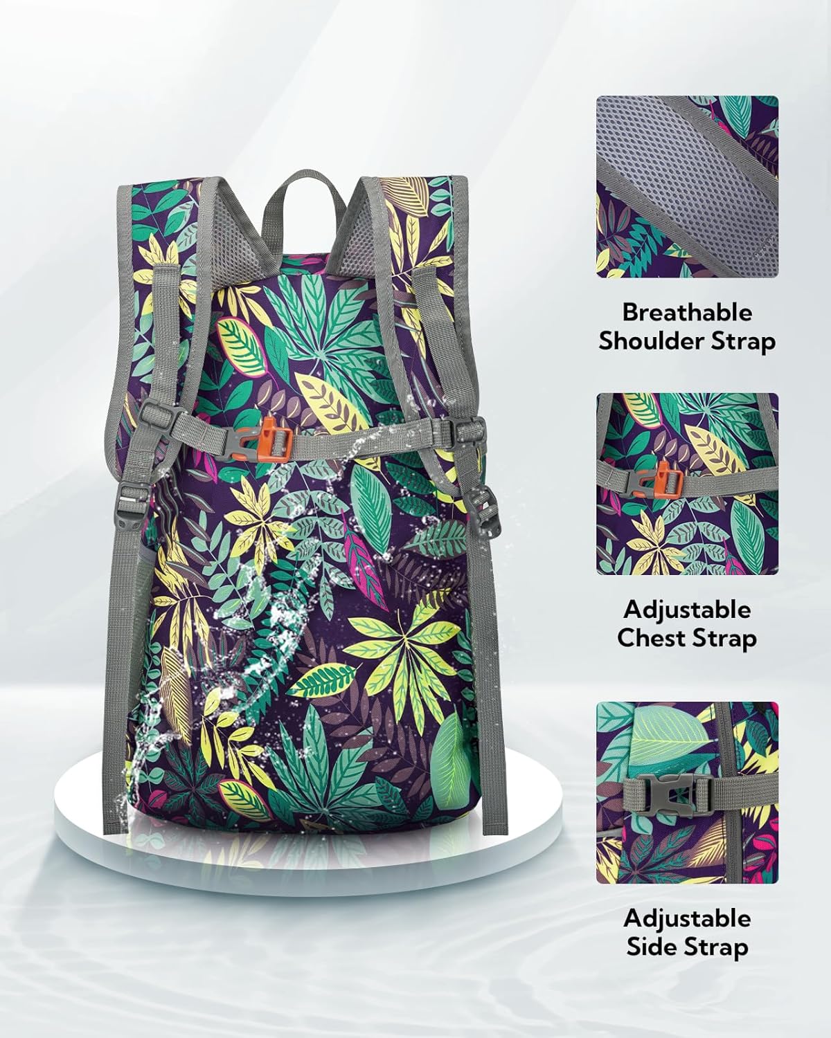 WATERFLY Hiking Foldable Daypack Backpack: 25L Ultra Lightweight Packable Waterproof Outdoor Travel Day Pack for Woman Man