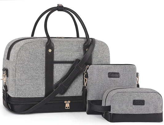 Weekender Bag for Women Canvas Overnight Bag Large Travel Tote Bag Carry on Shoulder Duffle Bag With Shoe Compartment,Perfect for Travel/Daily Use/Birthday Gift …