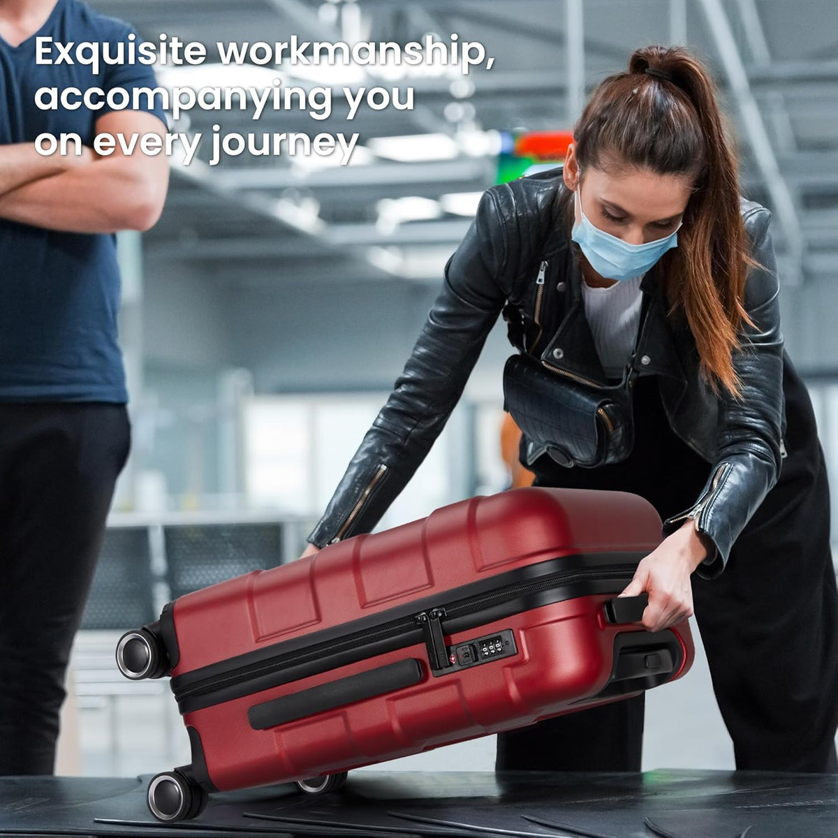 Hardside Carry On Luggage 22x14x9 Airline Approved with Spinner Wheels, Lightweight 20-inch Carry-On Suitcase for Women & Men, Red