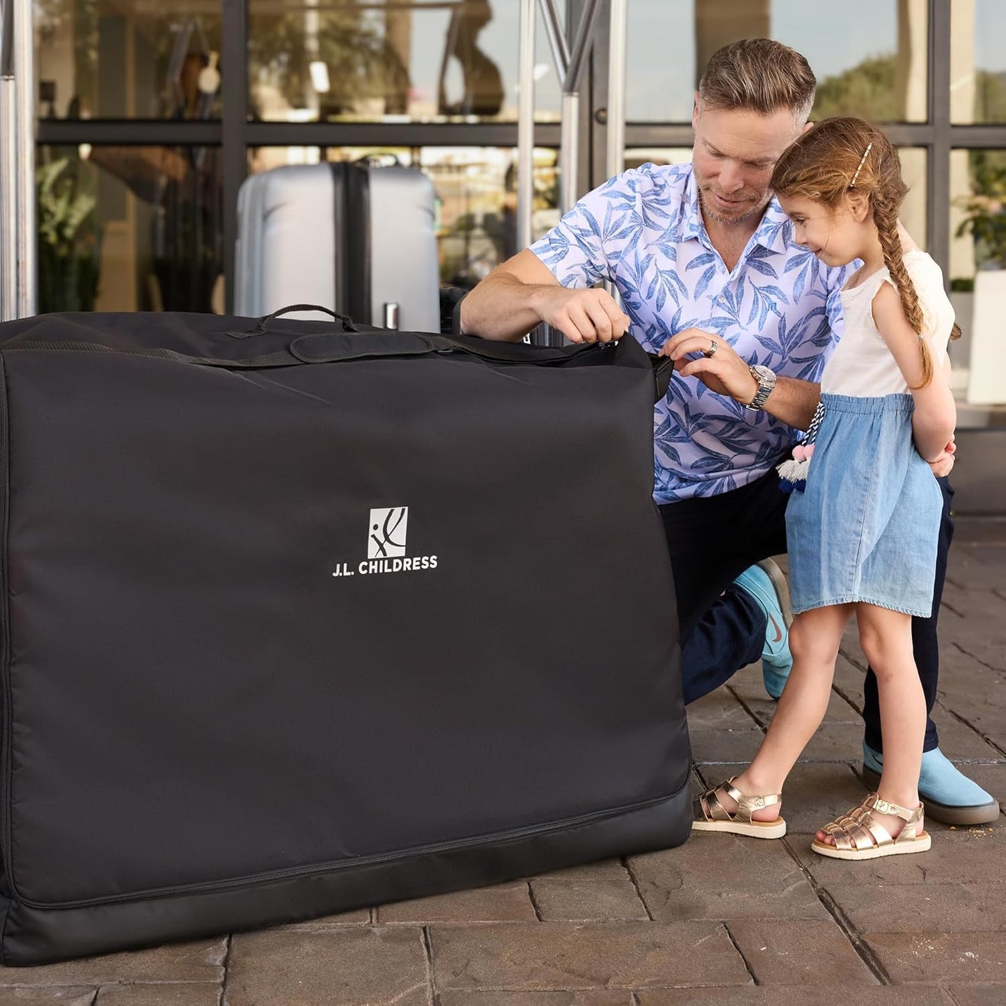 J.L. Childress Universal Stroller Travel Bag for Airplane - Fits Most Baby Strollers, Flying Essentials, Airport Accessories for Gate or Luggage Check, AirTag Compatible - X-Large PLUS, Unpadded