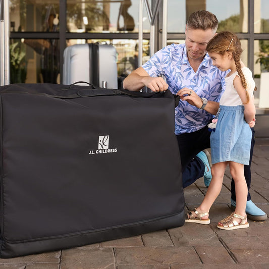 J.L. Childress Universal Stroller Travel Bag for Airplane - Fits Most Baby Strollers, Flying Essentials, Airport Accessories for Gate or Luggage Check, AirTag Compatible - X-Large PLUS, Unpadded