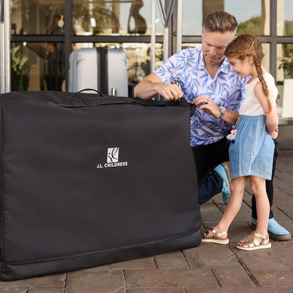 J.L. Childress Universal Stroller Travel Bag for Airplane - Fits Most Baby Strollers, Flying Essentials, Airport Accessories for Gate or Luggage Check, ID Card, AirTag Compatible - Large, Unpadded