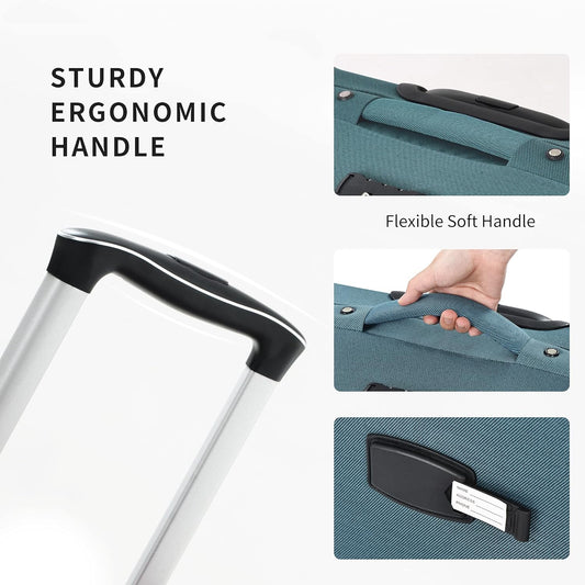 Merax Softside Luggage Set Softshell Lightweight 3 Piece Spinner Suitcase 22" 26" 30" New Green