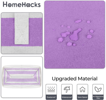 HomeHacks 2 Pack Large Laundry Baskets, Waterproof, Freestanding Laundry Hampers, Collapsible Clothes Hamper with Reinforced Handles in Laundry, College Dorm, Bathroom, Bedroom (Purple, 100Lx2)