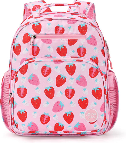 mibasies Girls Backpack 5-8: Lightweight Kids Backpacks for Girls - Girl Bookbag for Elementary School - Assorted Strawberry Pink