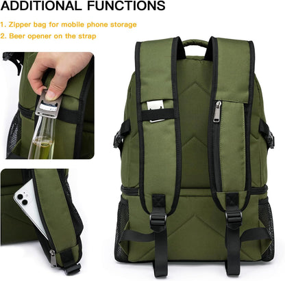 TUGUAN Insulated Cooler Backpack 38 Cans Double Deck Leakproof Lightweight Soft Lunch Backpack Small Cooler Bag Beach Picnic
