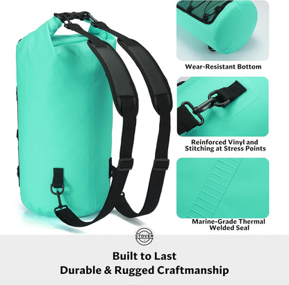 STOVER 5/10/25/30/40/55L Waterproof Backpack- Floating Dry Bag for Kayaking, Travel, Beach, Hiking, & Camping, Men/Women