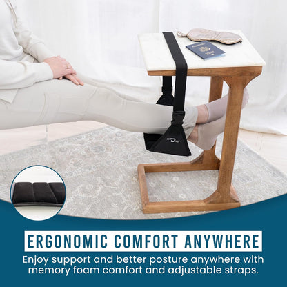 Airplane Foot Hammock | Foot Hammock for Plane Travel | Portable Foot Rest for Air Travel | Feet Rest for Airplane | Ergonomic Swing for Plane Leg Rest with Removeable Base | Travel Essentials