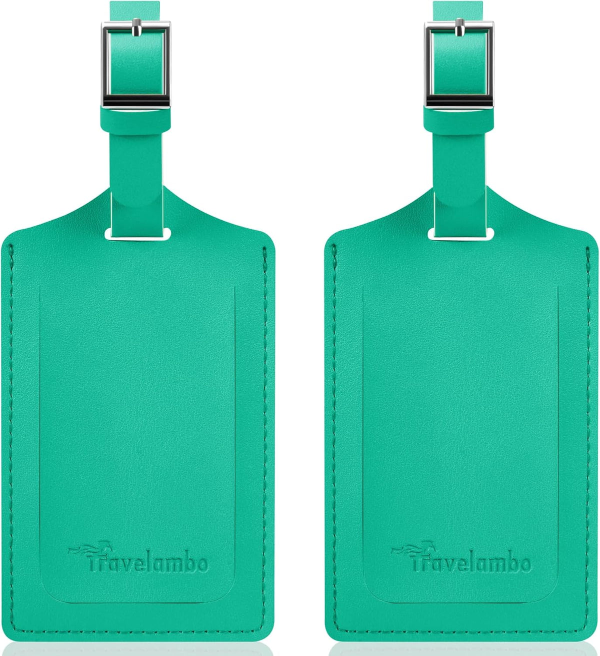 Travelambo Luggage Tags for Suitcases Faux Leather Privacy Protection 2 Pack Bag Tags Travel Accessories Essential, Blooming Green