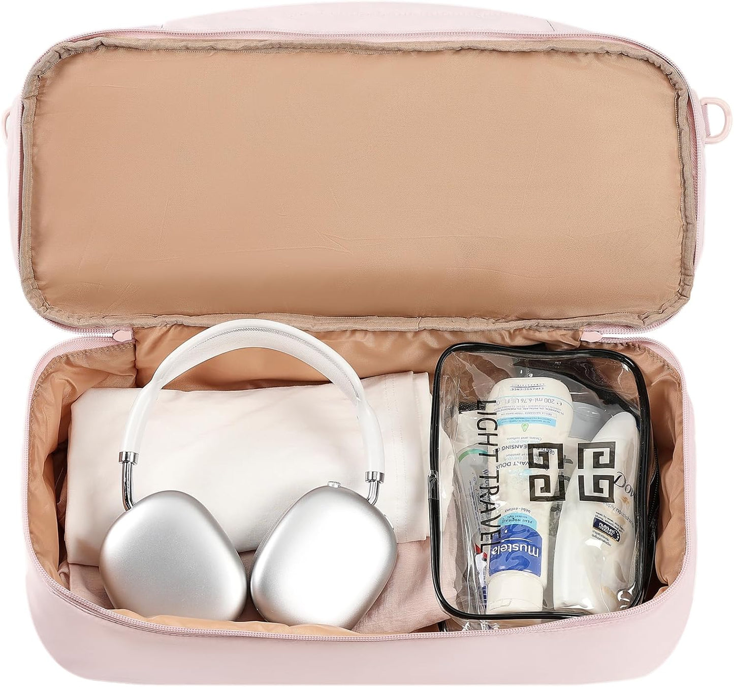 NISHEL Double-layer Weekender Bags for Women, Personal Item Duffle Bag with Shoes Compartment, Large Capacity Travel Bag, Overnight Luggage Bag with Pocket, Pink