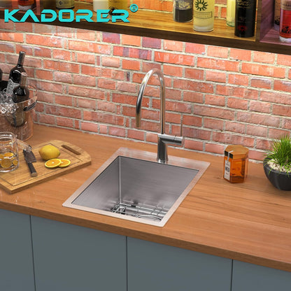 15 x 20 Inch Drop In Kitchen Bar Sink, Small Kitchen Sink Single Bowl Topmount Bar Prep Sink 18 Gauge Stainless Steel Bar Sink with Grid and Basket Strainer