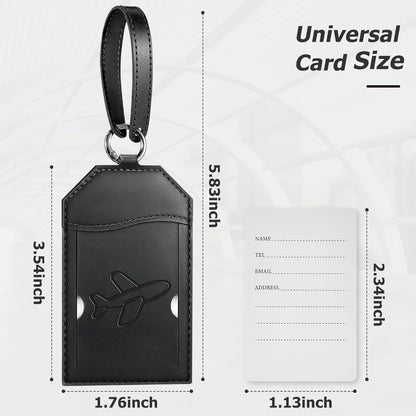 Mayski Luggage Tags for Suitcases 3 Pack Suitcase Bag Tags, TSA Approved, Metal Buckle, Bag Tags with Name ID Card Travel Essentials, Black Airplane