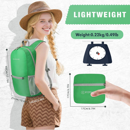 ZOMAKE Ultra Lightweight Hiking Backpack 20L - Packable Small Backpacks Water Resistant Daypack for Women Men(Grass green)