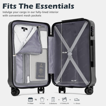 Coolife Luggage PC+ABS Hardshell Suitcase with TSA Lock, Spinner Carry On Lightweight (navy, S(20in_carry on))