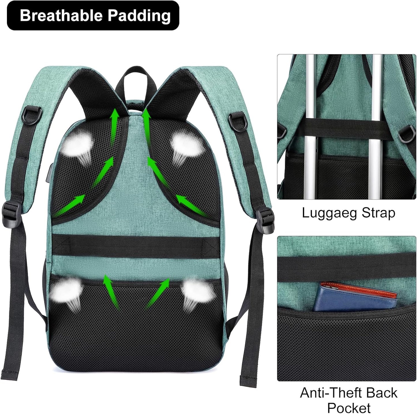 BIKROD Backpack for Girls Women, School Backpack for Teen Boys, Lightweight Casual High School Bookbag, Daily-use Travel Laptop Backpack with USB Charging Port Fits 15.6 Inch Notebook