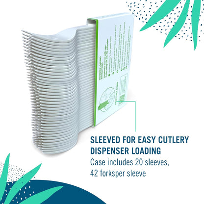 Preserve Compostable Fork, Made in USA, Medium Weight Cutlery, White, 840 Count
