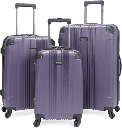 Kenneth Cole REACTION Out of Bounds Lightweight Hardshell 4-Wheel Spinner Luggage, Smokey Purple, 3-Piece Set (20", 24", & 28")