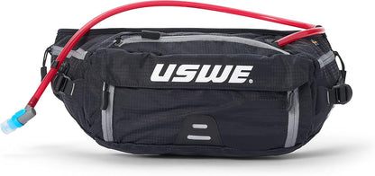 USWE Zulo Hydration Hip Pack - with Organizer and Side Pockets, Bounce Free Hip Belt (Carbon Black, 6L)