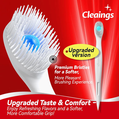 cleaings® Mini Disposable Toothbrush Set with Toothpaste – Travel Essentials, Portable Toothbrush for Women & Men, Camping, Road Trip, Vacation, 24 Count-Intense Mint Flavor（Pack of 5）