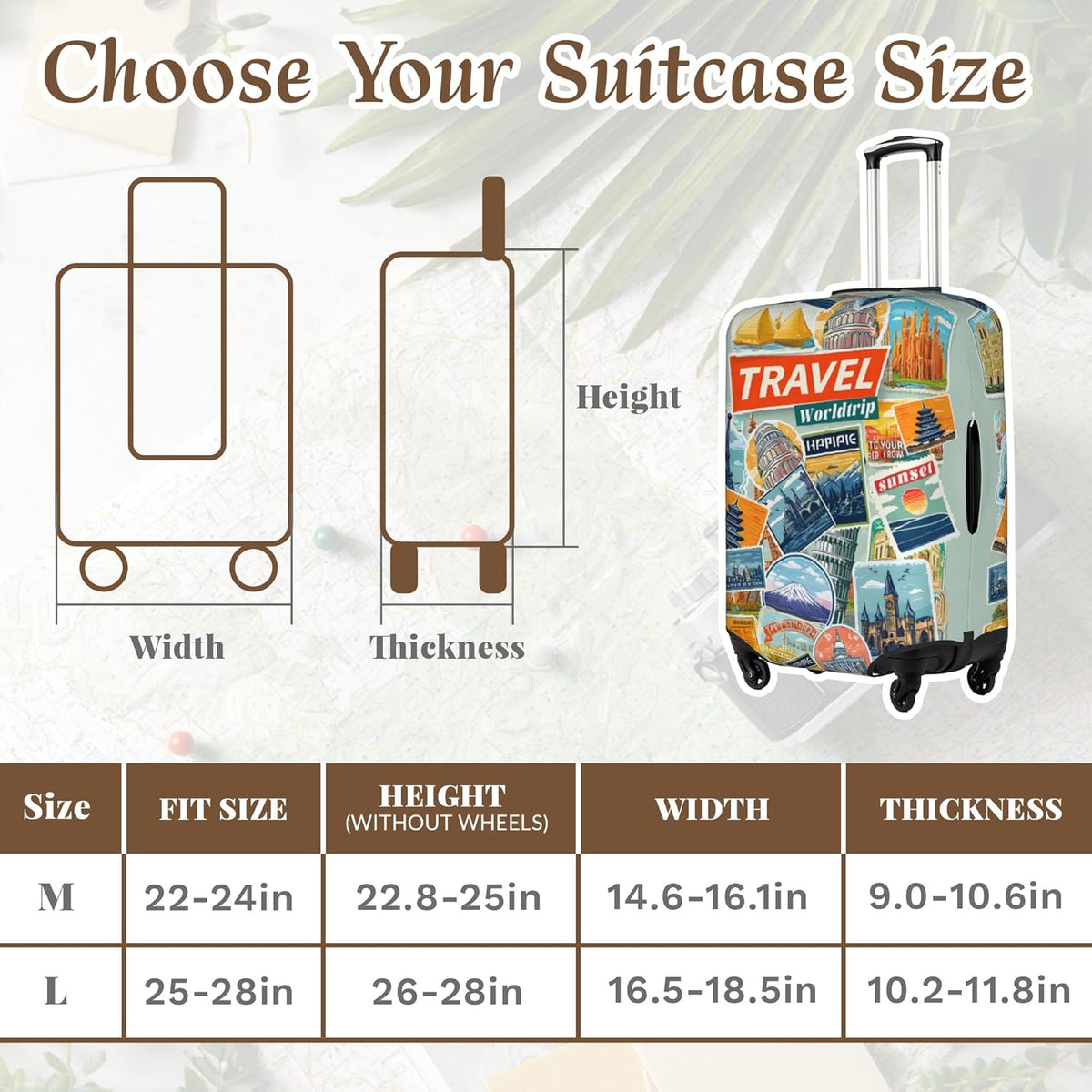 Luggage Cover, Travel Suitcase Covers, Elastic Suitcase Protective Cover, Scratchproof Luggage Protector, Washable Dustproof Trolley Case Protector Fit 22-28 Inch (yb, L（25-28inch suitcase）)