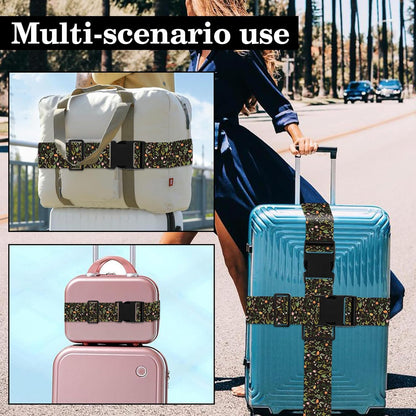 Wildflower Luggage Straps for Suitcases TSA Approved, Luggage Identifiers for Suitcase, Adjustable Suitcase Strap for Baggage Security with Cute Patten, Travel Necessary Accessories