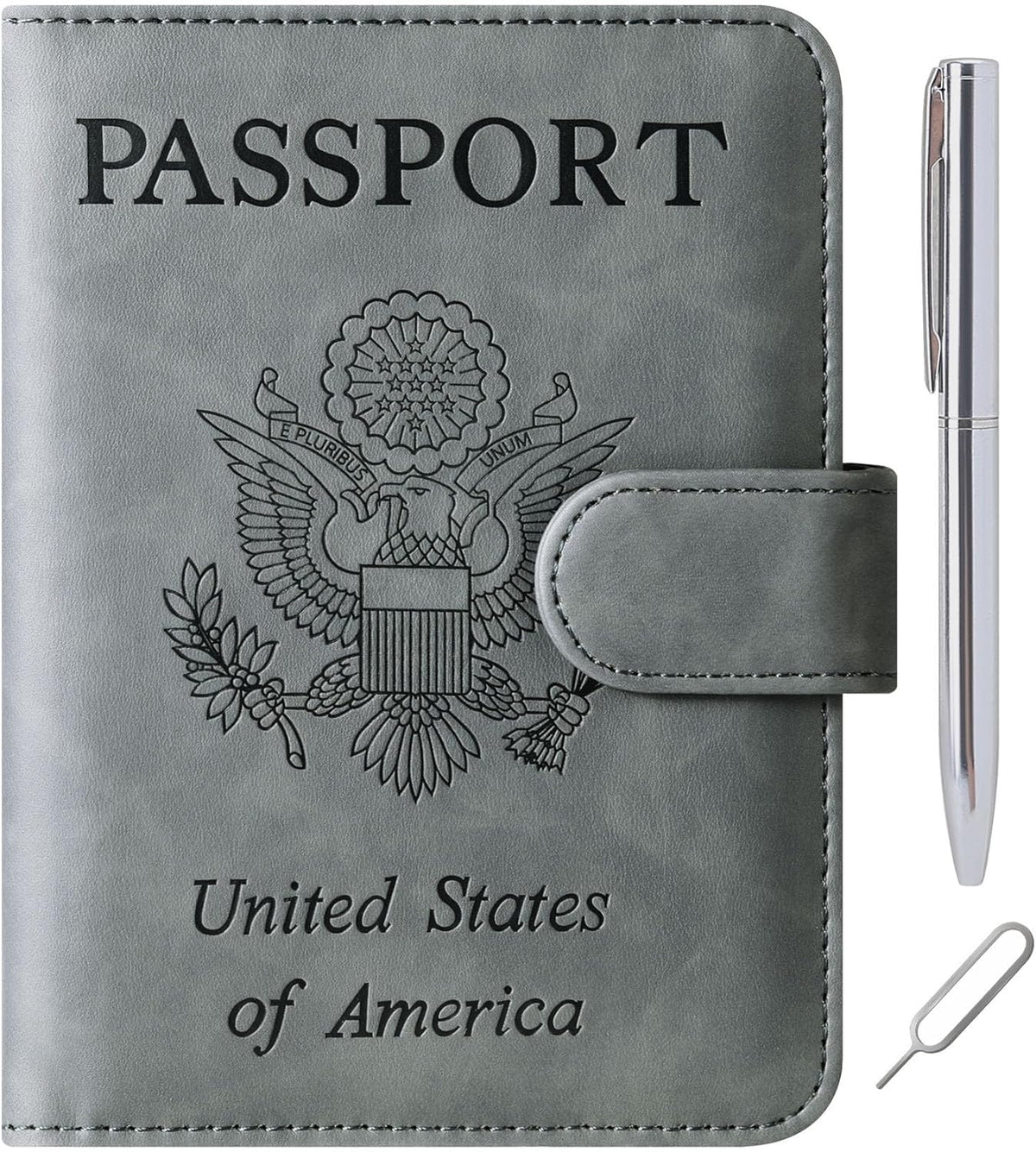 Passport Holder Cover Wallet Travel Essentials Leather Rfid Blocking Case Vacation Luggage Must Haves Travel Accessories for Men Women (120#Grey)