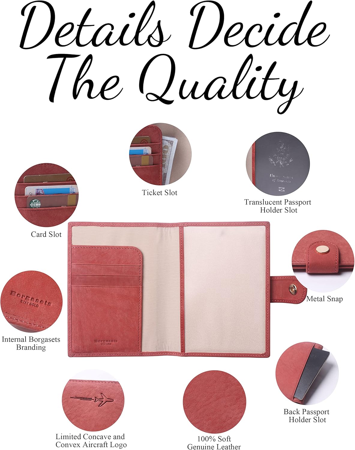 Genuine Leather Passport Case, RFID Passport Cover with Credit Card Holder for Women and Men Family ID Travel