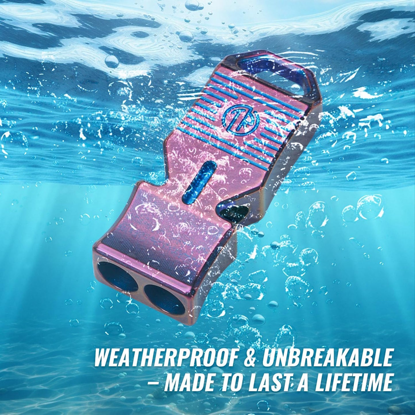 TACRAY Titanium Emergency Survival Whistle, Portable Necklace Whistle, Loud Whistle up to 120~130db, Good for Life Saving, Hiking, Camping, and Pet Training