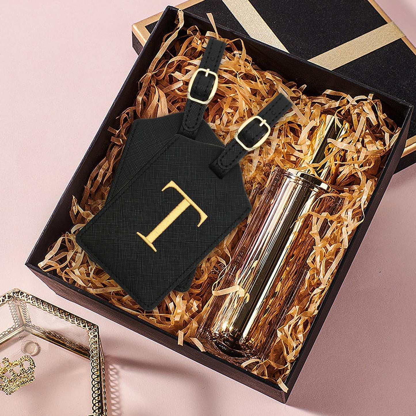 PU Leather Luggage Tag for Suitcase, Baggage, Handbag, Travel Bag With Name Card & Privacy Cover (T)