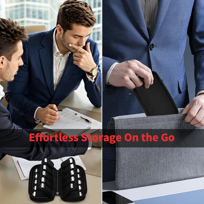 ABLAZE Flash Drive Case 20 Slots for USB Storage, USB Holder Storage Bag with Label, Electronic Accessories Organizer for Thumb Drive (Black)