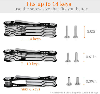 EM Premium Products Compact Key Holder - Pocket Key Organizer - 14 Keys Key Bar