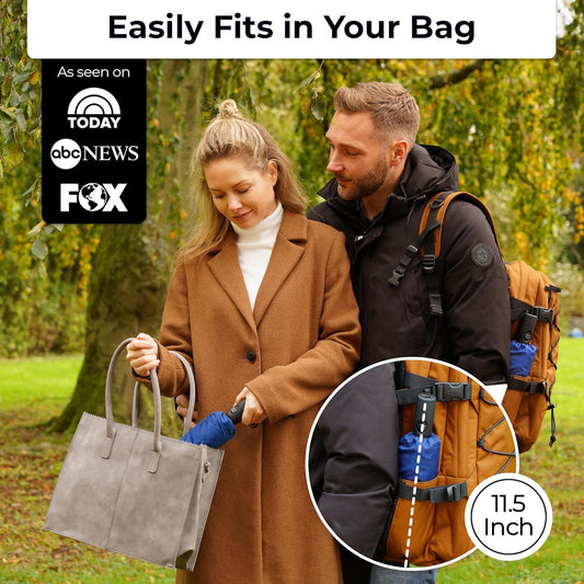 TUMELLA Strongest Windproof Travel Umbrella (Compact, Superior & Beautiful), Small Strong but Light Portable and Automatic Folding Rain Umbrella, Durable Premium Grip, Fits Car & Backpack